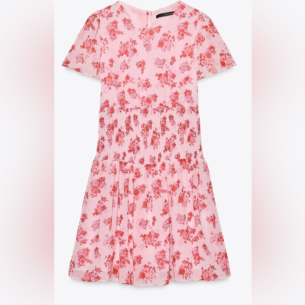 ZARA SHORT FLORAL PRINT DRESS SIZE L